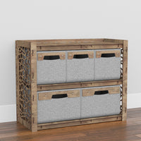 Thumbnail for Stones Low Dresser 5 Drawers Side Table [2L 3S GRAY BINS]