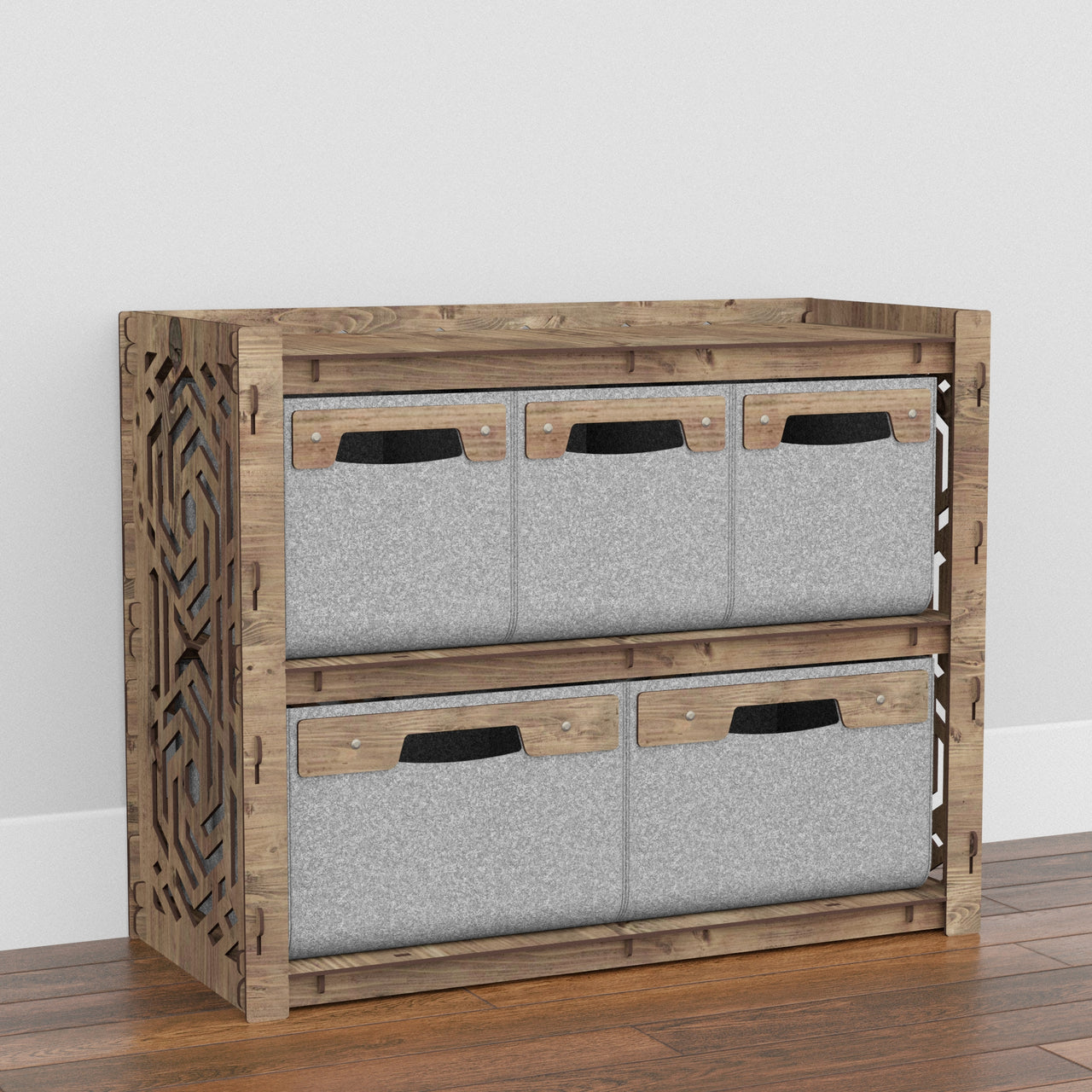 Solar Low Dresser 5 Drawers Side Table [2L 3S GRAY BINS] (Copy)