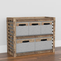 Thumbnail for Brickwall Low Dresser 5 Drawers Side Table [2L 3S GRAY BINS]