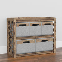 Thumbnail for Honeycomb Low Dresser 5 Drawers Side Table [2L 3S GRAY BINS]