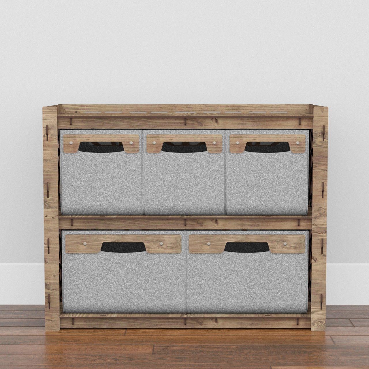 Arabic Low Dresser 5 Drawers Side Table [2L 3S GRAY BINS]