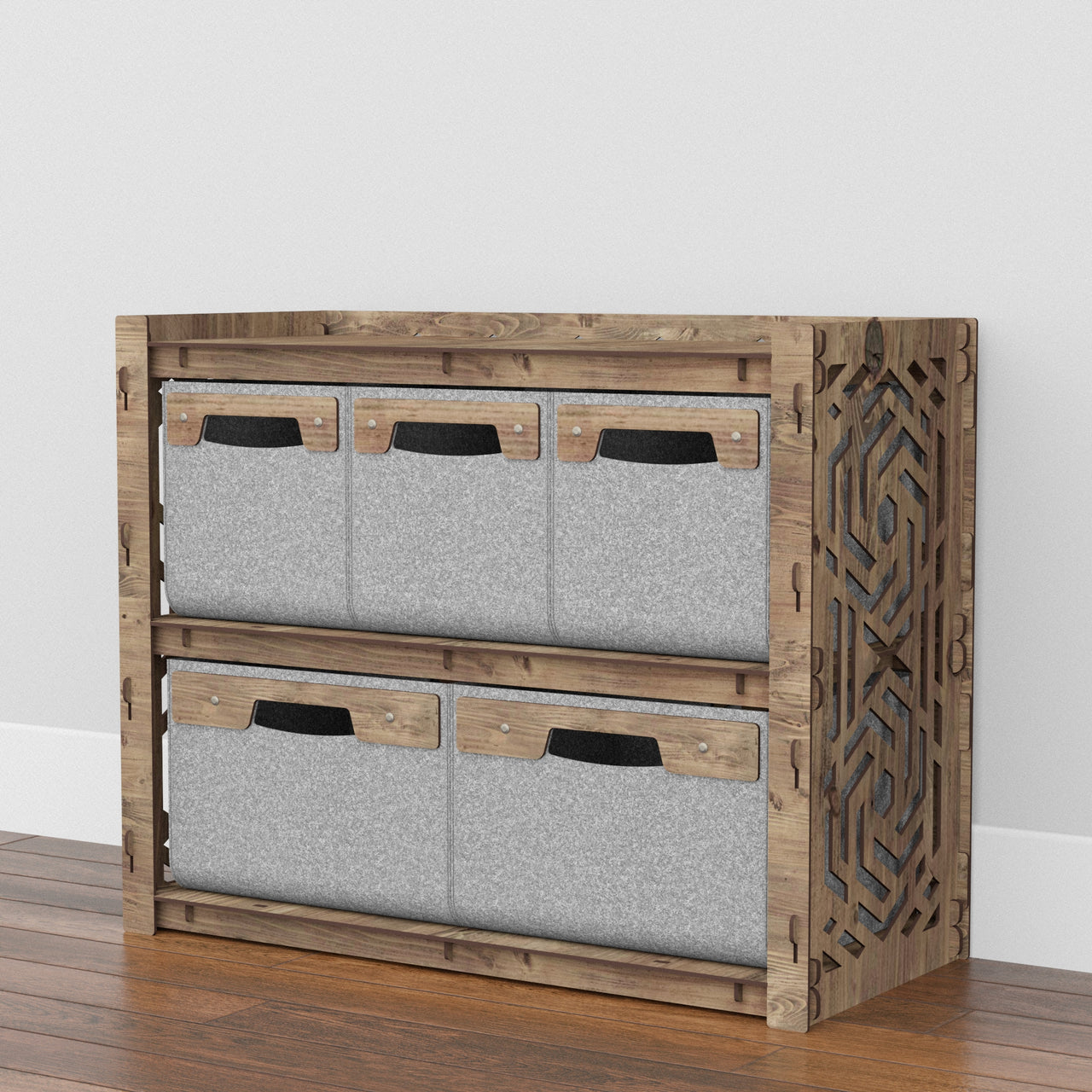 Solar Low Dresser 5 Drawers Side Table [2L 3S GRAY BINS] (Copy)