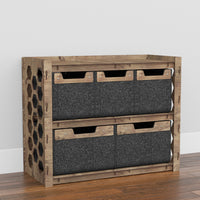 Thumbnail for Honeycomb Low Dresser 5 Drawers Side Table [2L 3S BLACK BINS]