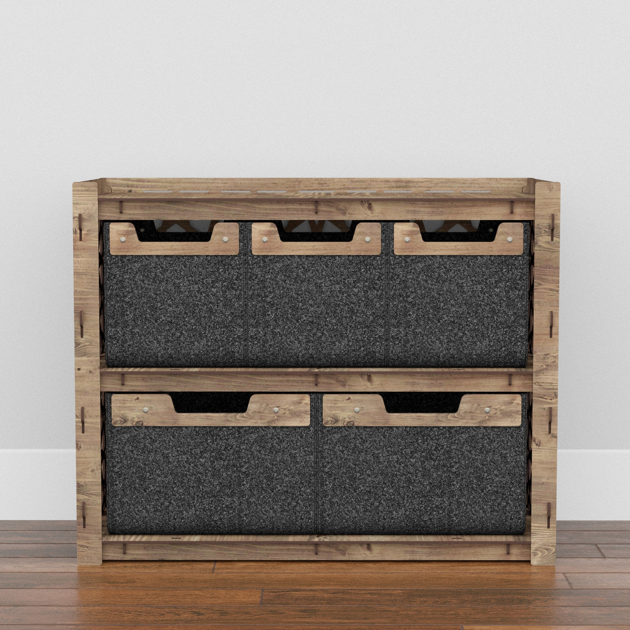 Arabic Low Dresser 5 Drawers Side Table [2L 3S BLACK BINS]