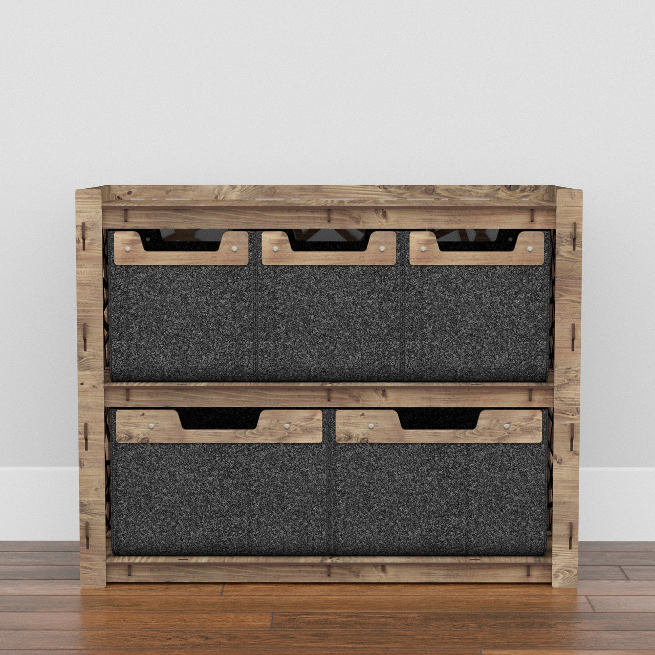 Crystals Low Dresser 5 Drawers Side Table [2L 3S BLACK BINS]