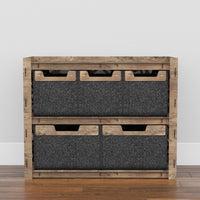 Thumbnail for Crystals Low Dresser 5 Drawers Side Table [2L 3S BLACK BINS]