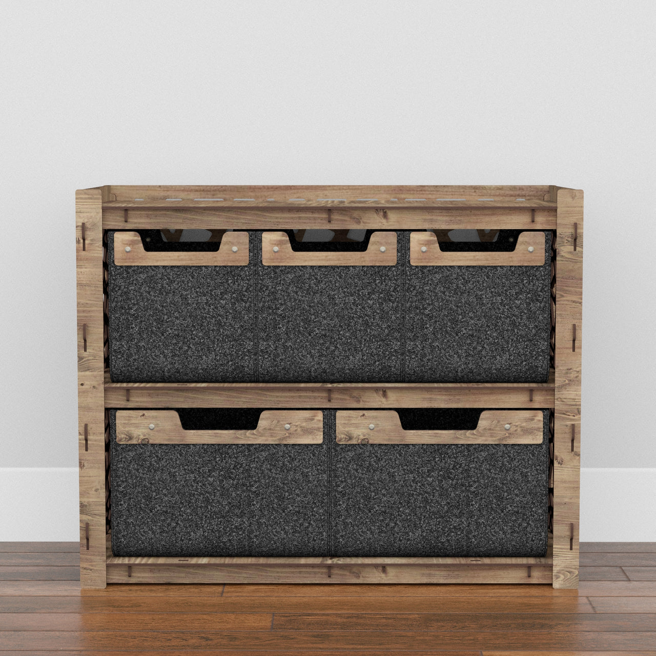 Stones Low Dresser 5 Drawers Side Table [2L 3S BLACK BINS]