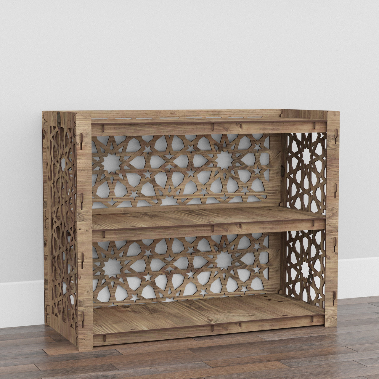 Arabic Low Dresser 4 Drawers Side Table [6 SMALL BLACK BINS]