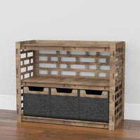 Thumbnail for Brickwall Low Dresser 3 Drawers Side Table [3 SMALL BLACK BINS]