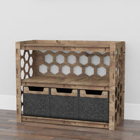 Thumbnail for Honeycomb Low Dresser 3 Drawers Side Table [3 SMALL BLACK BINS]