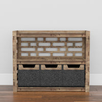 Thumbnail for Brickwall Low Dresser 3 Drawers Side Table [3 SMALL BLACK BINS]