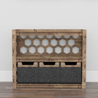 Thumbnail for Honeycomb Low Dresser 3 Drawers Side Table [3 SMALL BLACK BINS]