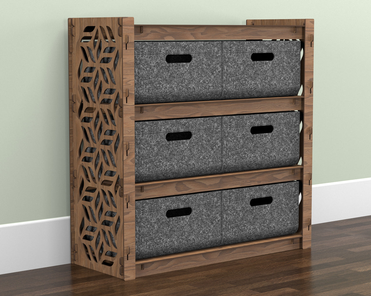 Flowers Dresser with 6 Drawers [6 LARGE GRAY BINS]