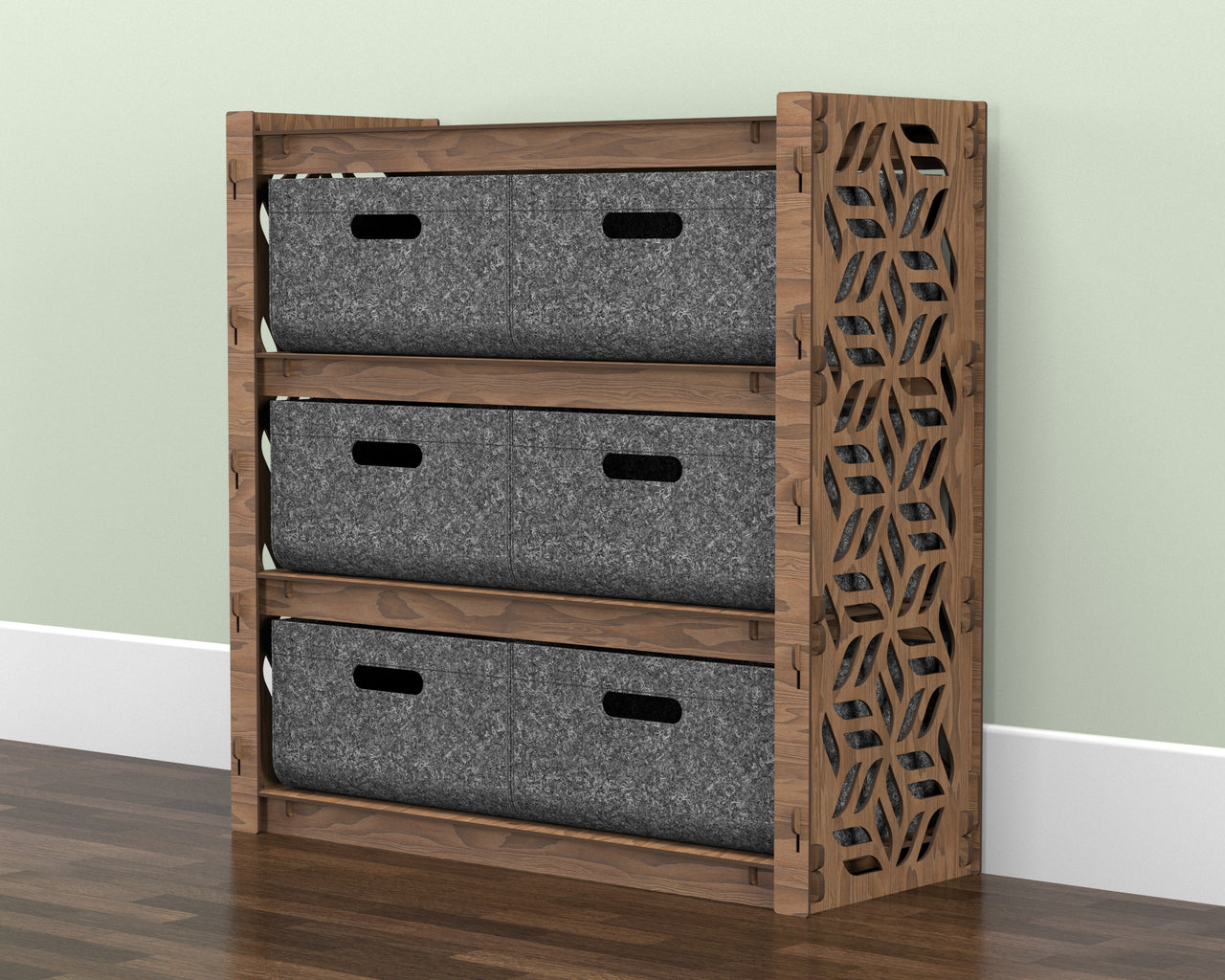 Flowers Dresser with 6 Drawers [6 LARGE GRAY BINS]