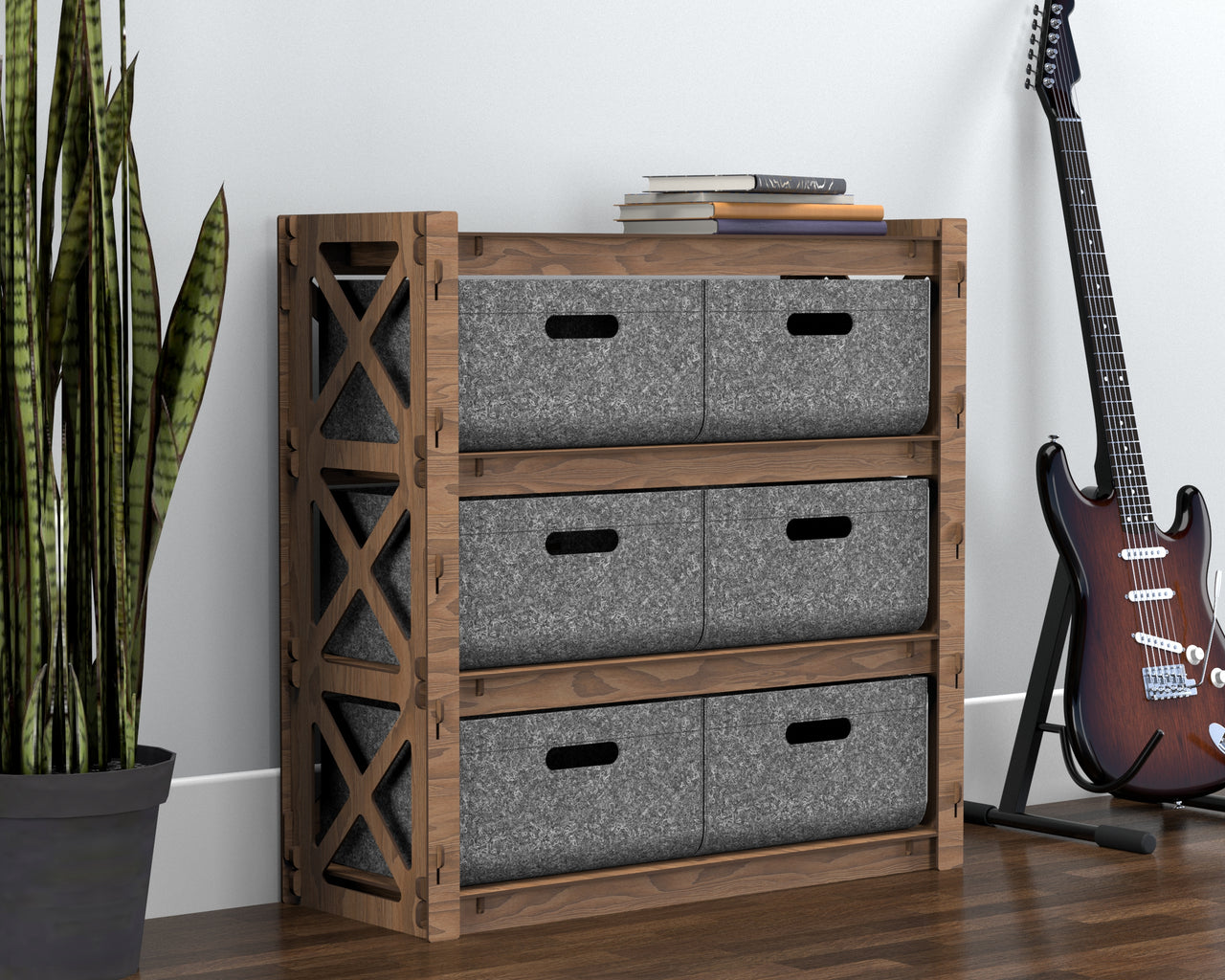 Provence Dresser with 6 Drawers [6 LARGE GRAY BINS]