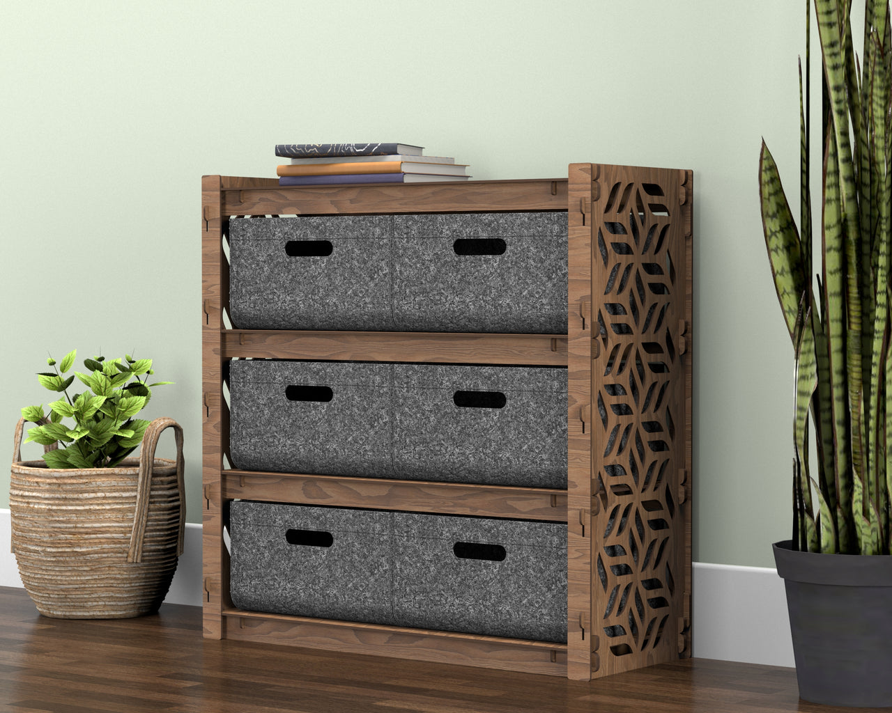 Flowers Dresser with 6 Drawers [6 LARGE GRAY BINS]