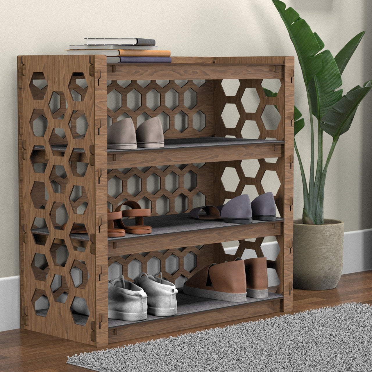 Entryway Small 4-tier Shoe Rack Honeycomb