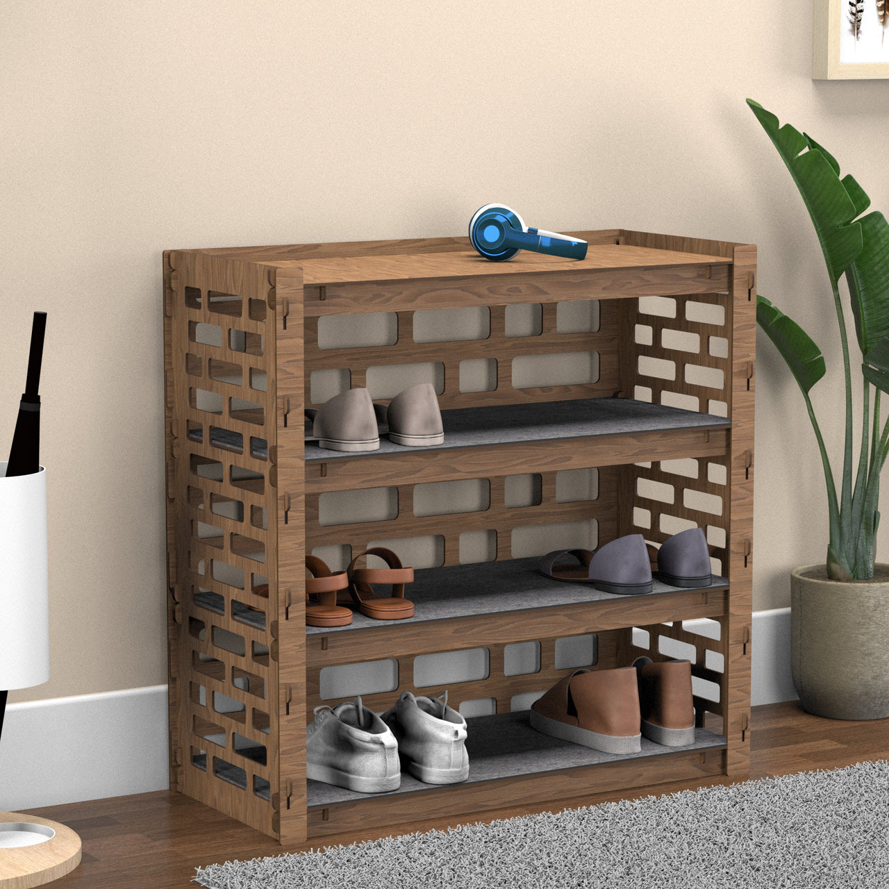 Entryway Small 4-tier Shoe Rack Brickwall