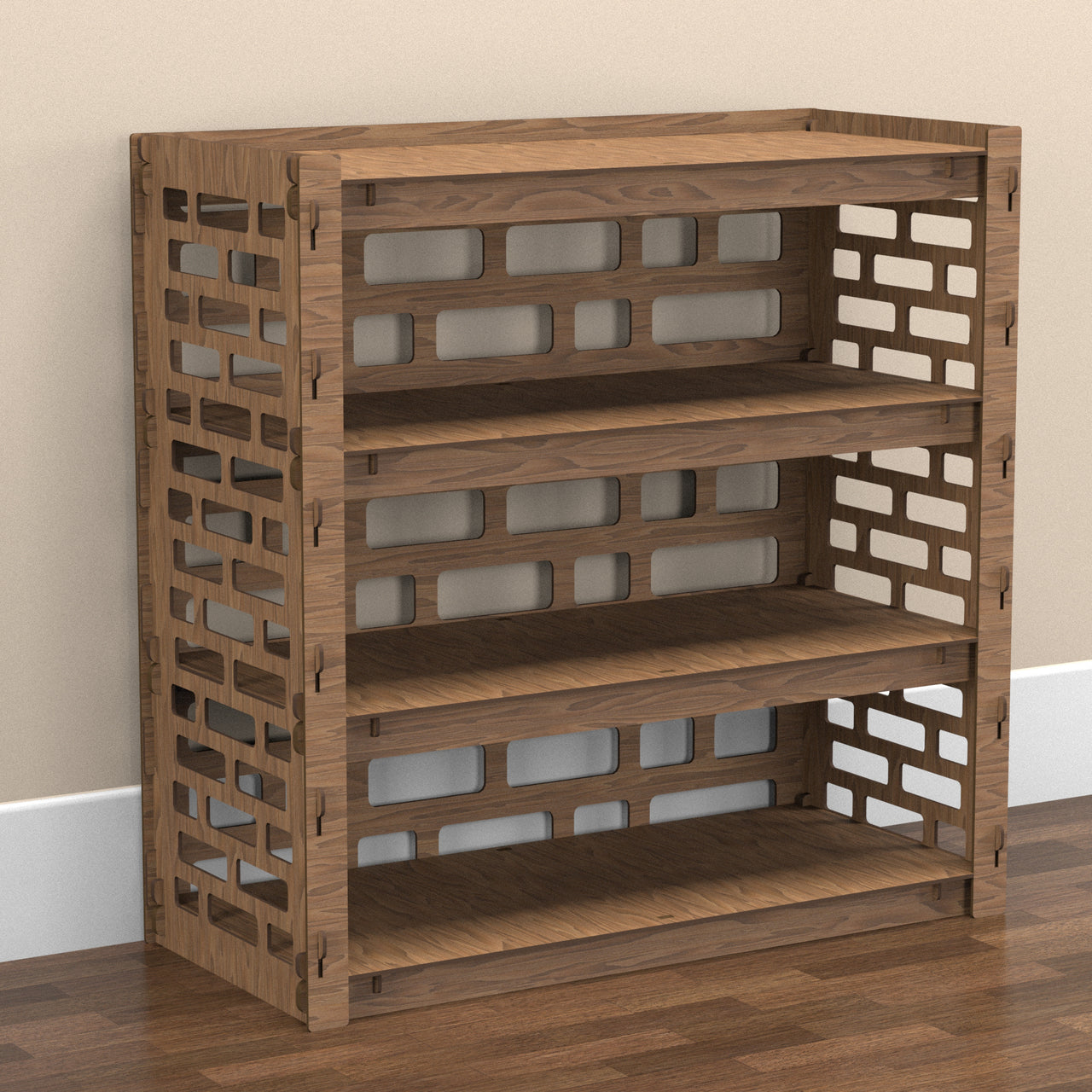 Entryway Small 4-tier Shoe Rack Brickwall