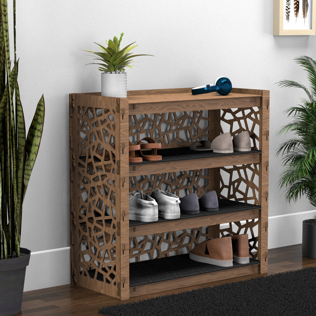 Entryway Small 4-tier Shoe Rack Stones