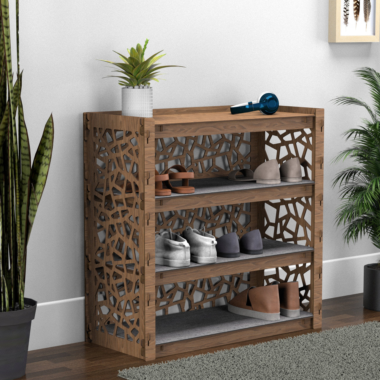 Entryway Small 4-tier Shoe Rack Stones