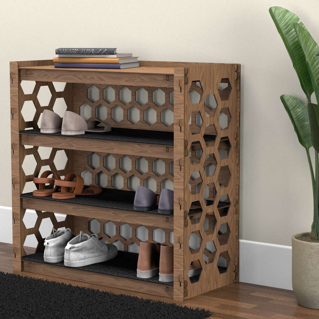 Entryway Small 4-tier Shoe Rack Honeycomb