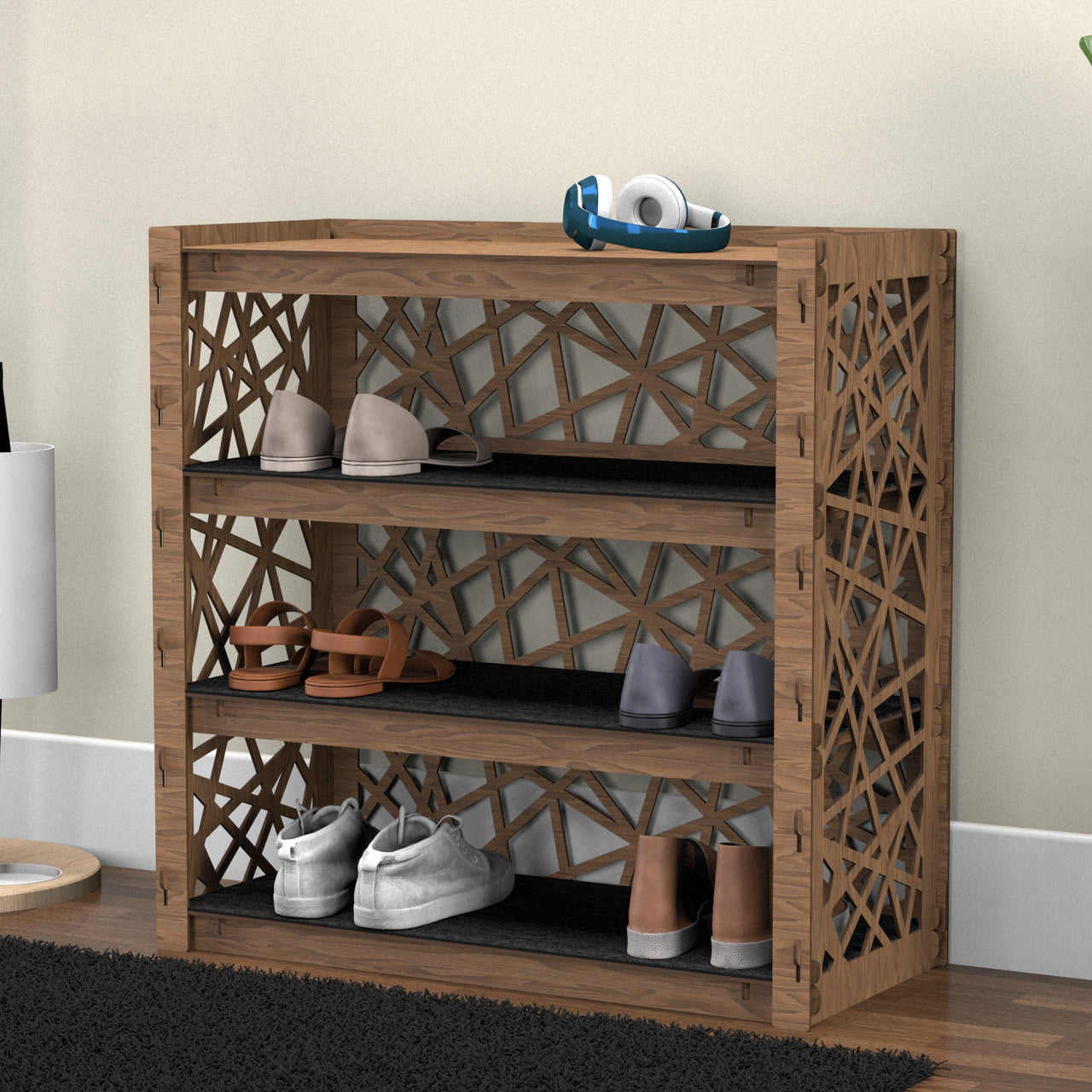 Entryway Small 4-tier Shoe Rack Crystals