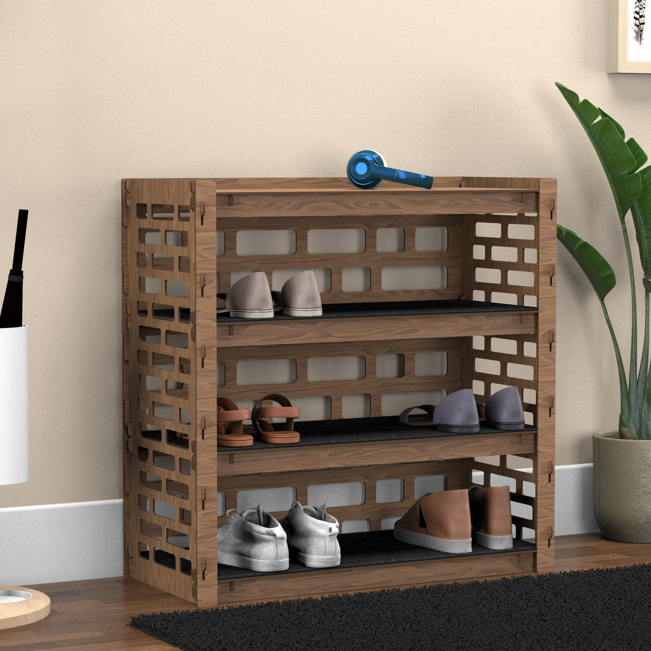 Entryway Small 4-tier Shoe Rack Brickwall