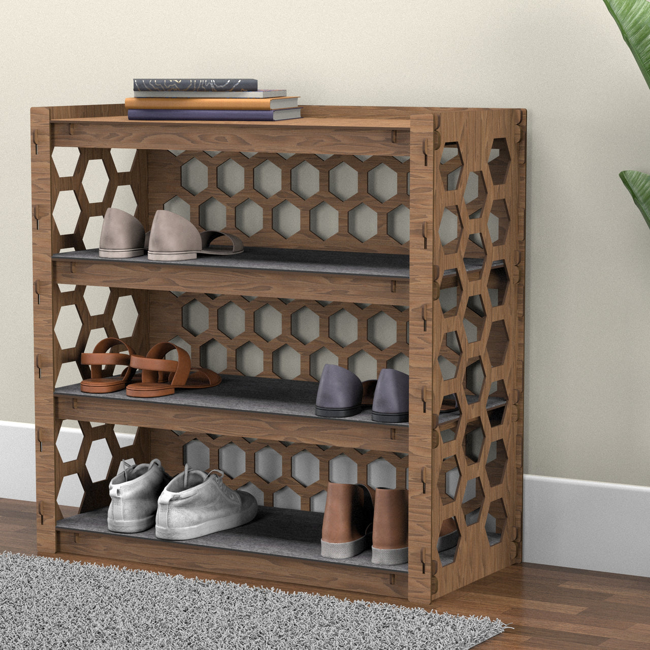 Entryway Small 4-tier Shoe Rack Honeycomb