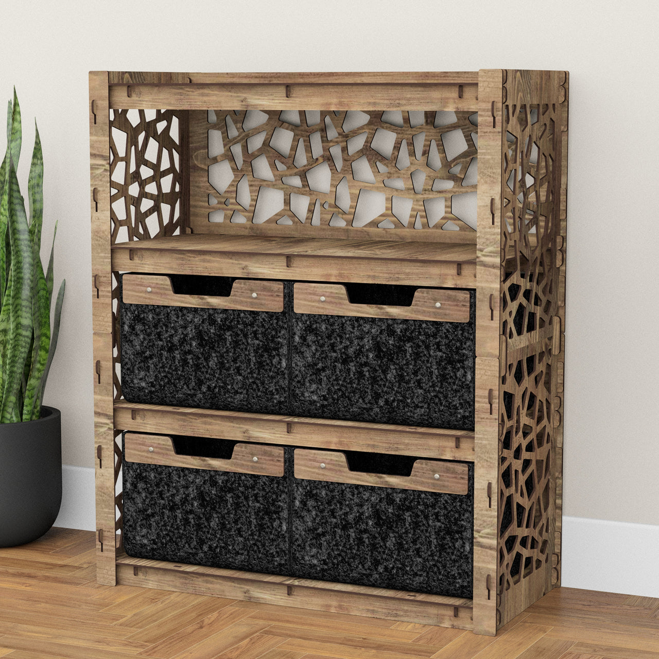 Stones Dresser 4 Drawers Storage Unit [4 LARGE BLACK BINS]