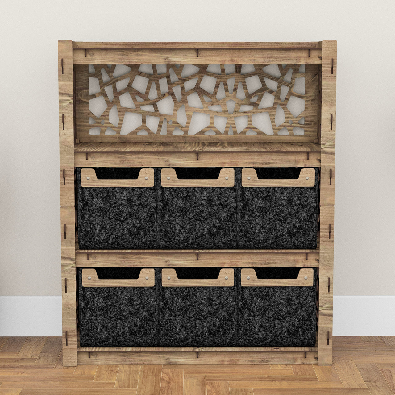 Stones Dresser 6 Drawers Storage Unit [6 SMALL BLACK BINS]