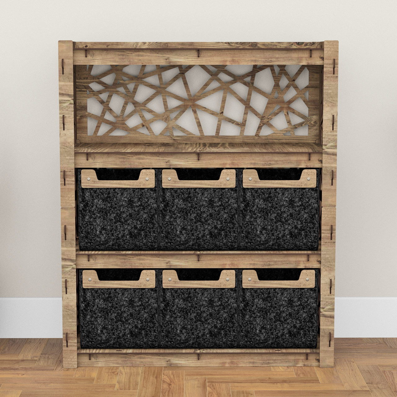 Crystals Dresser 6 Drawers Storage Unit [6 SMALL BLACK BINS]