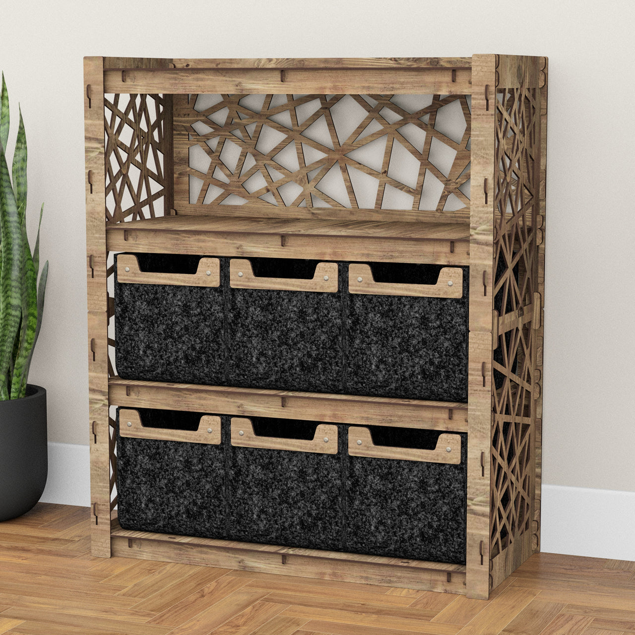 Crystals Dresser 6 Drawers Storage Unit [6 SMALL BLACK BINS]