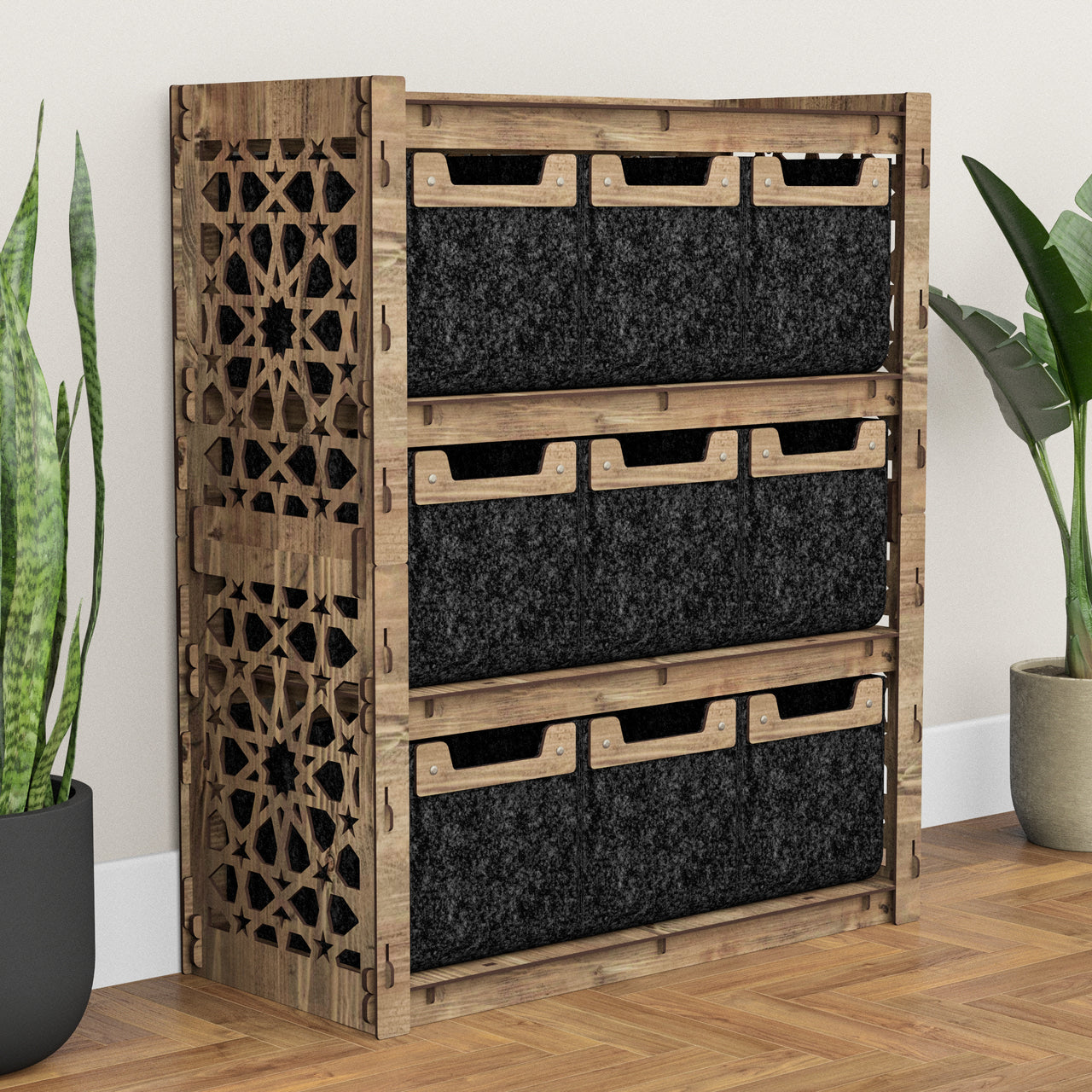 Arabic Dresser 9 Drawers Storage Unit [9 SMALL BLACK BINS]