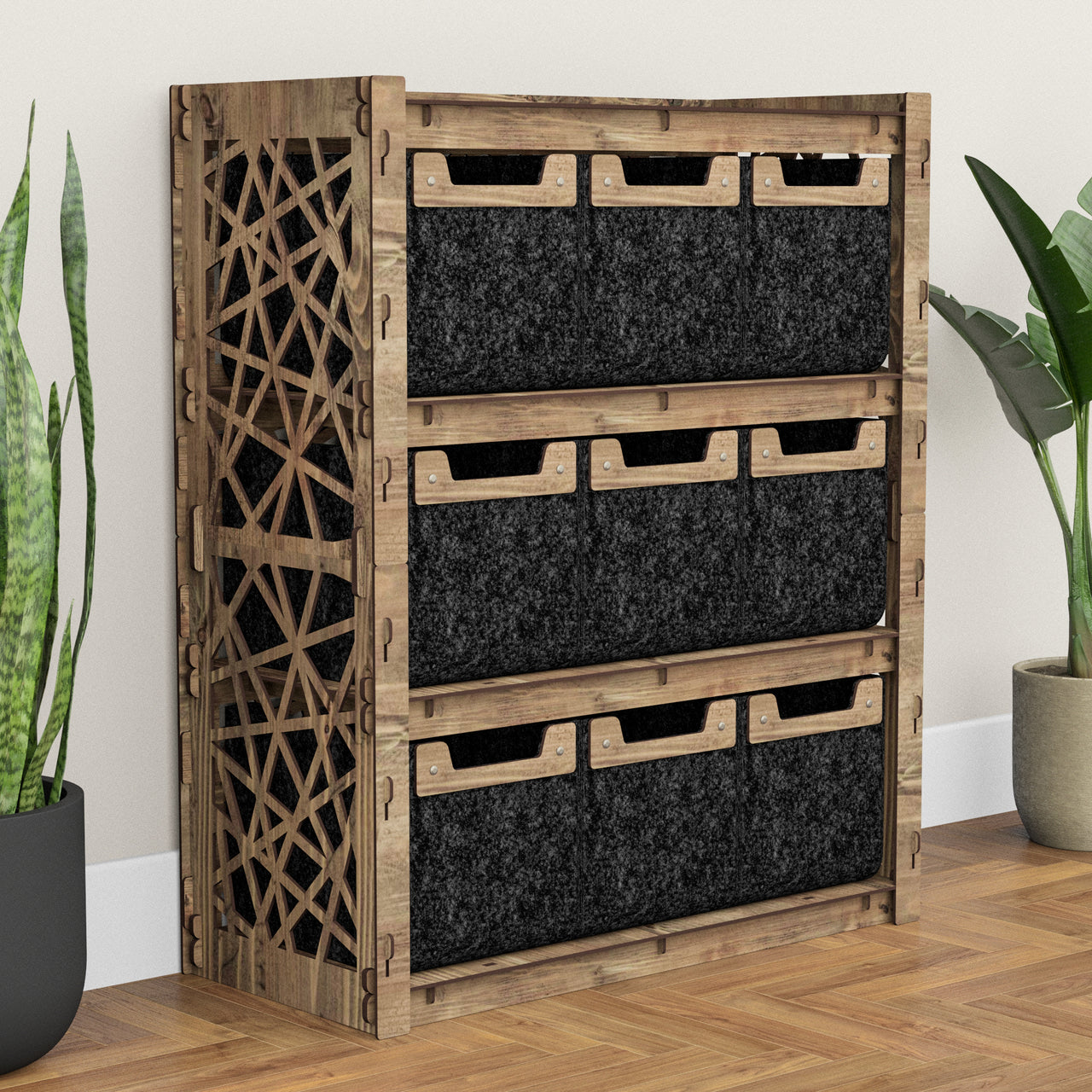 Crystals Dresser 9 Drawers Storage Unit [9 SMALL BLACK BINS]