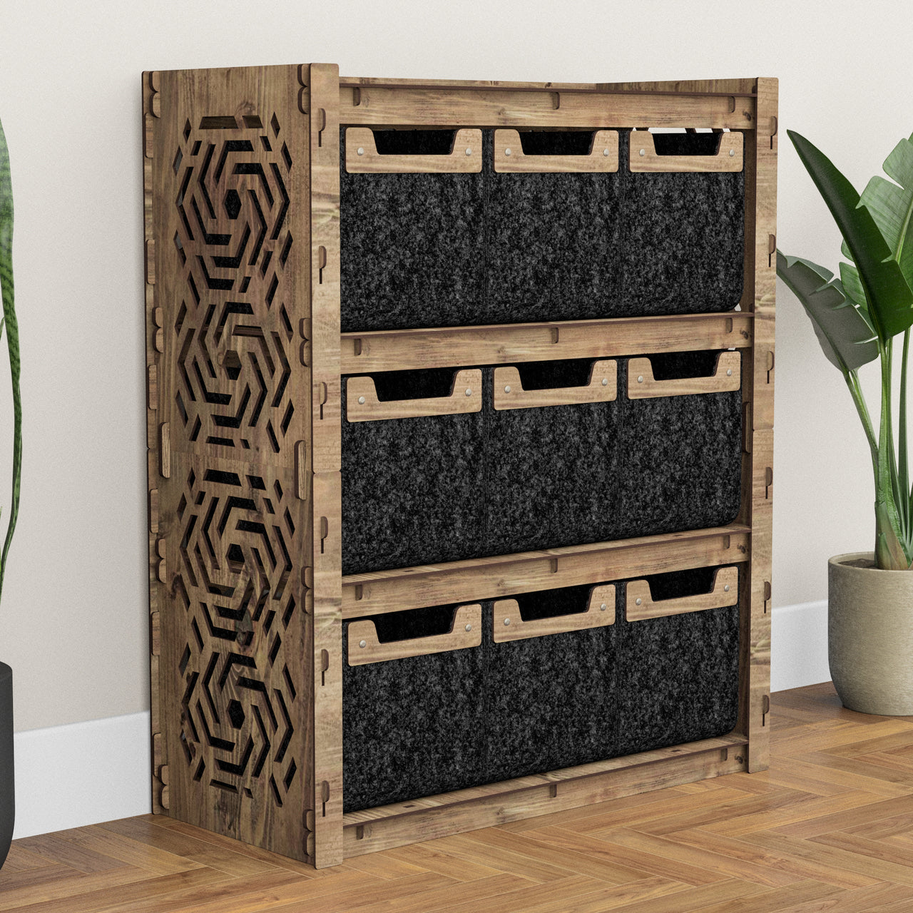 Solar Dresser 9 Drawers Storage Unit [9 SMALL BLACK BINS]