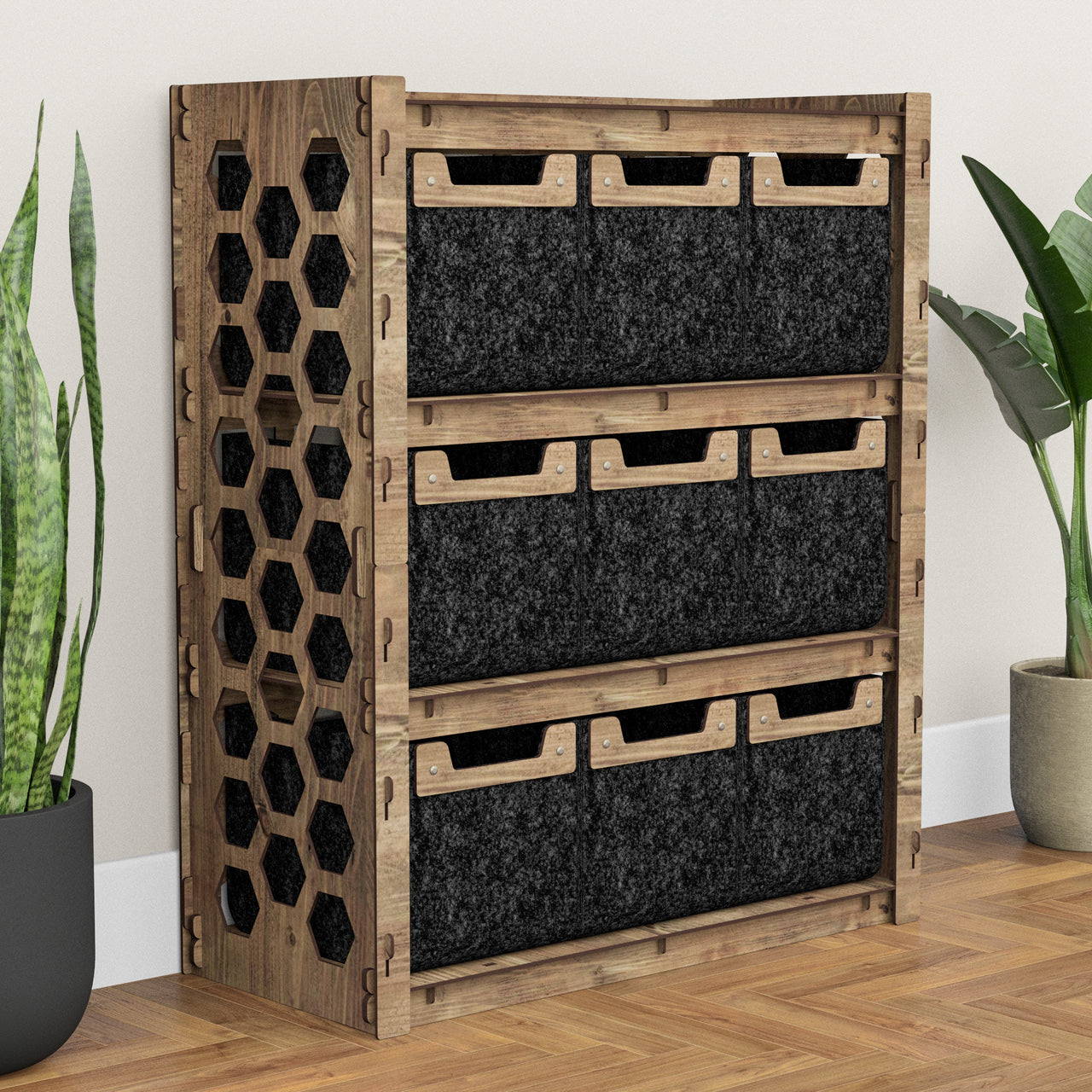 Honeycomb Dresser 9 Drawers Storage Unit [9 SMALL BLACK BINS]