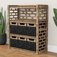 Thumbnail for Brickwall Dresser 6 Drawers Storage Unit [6 SMALL BLACK BINS]