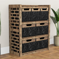 Thumbnail for Brickwall Dresser 7 Drawers Storage Unit [4L 3S BLACK BINS]