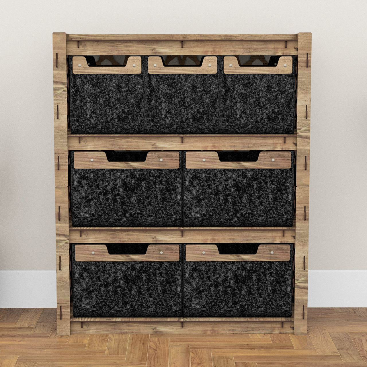 Arabic Dresser 7 Drawers Storage Unit [4L 3S BLACK BINS]