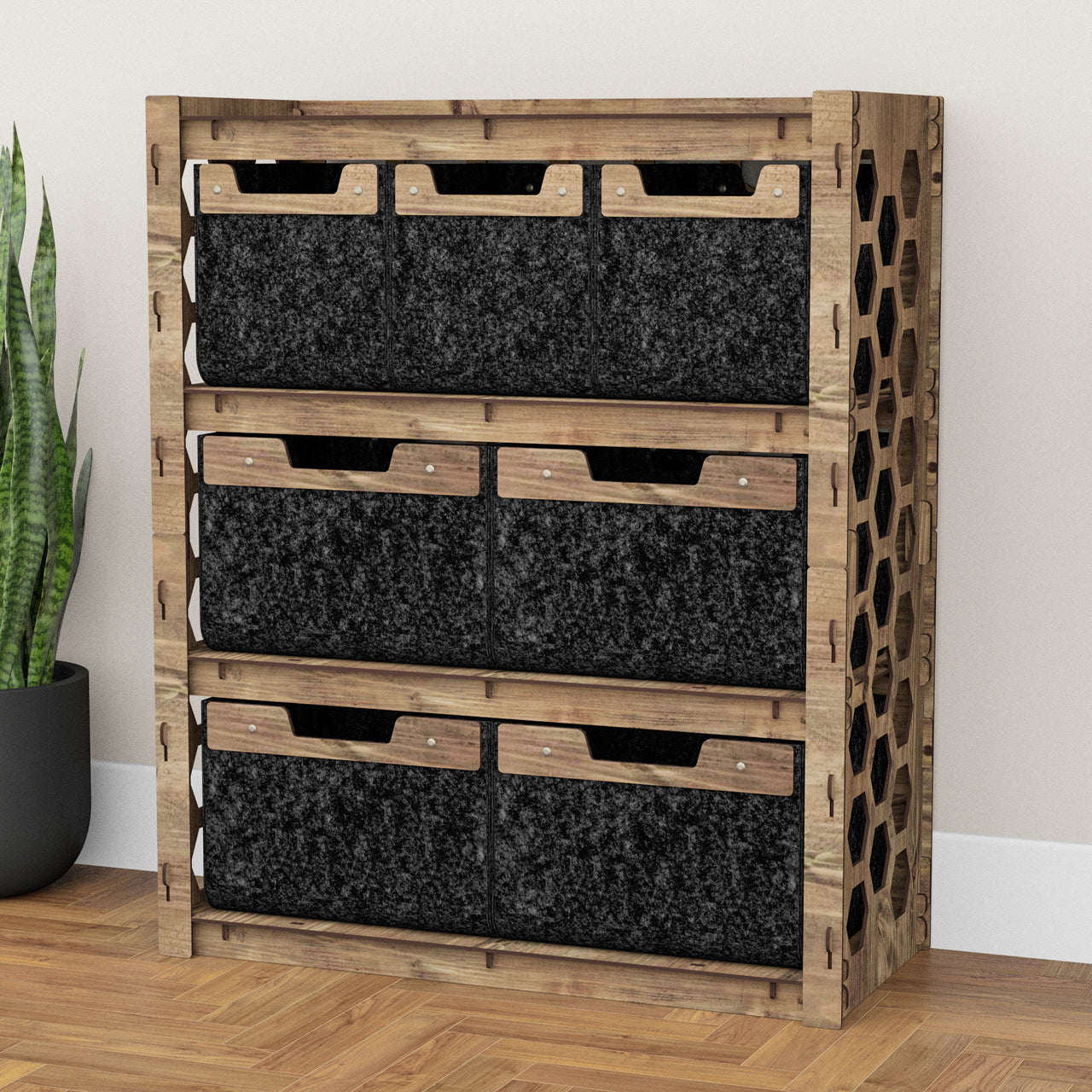 Honeycomb Dresser 7 Drawers Storage Unit [4L 3S BLACK BINS]