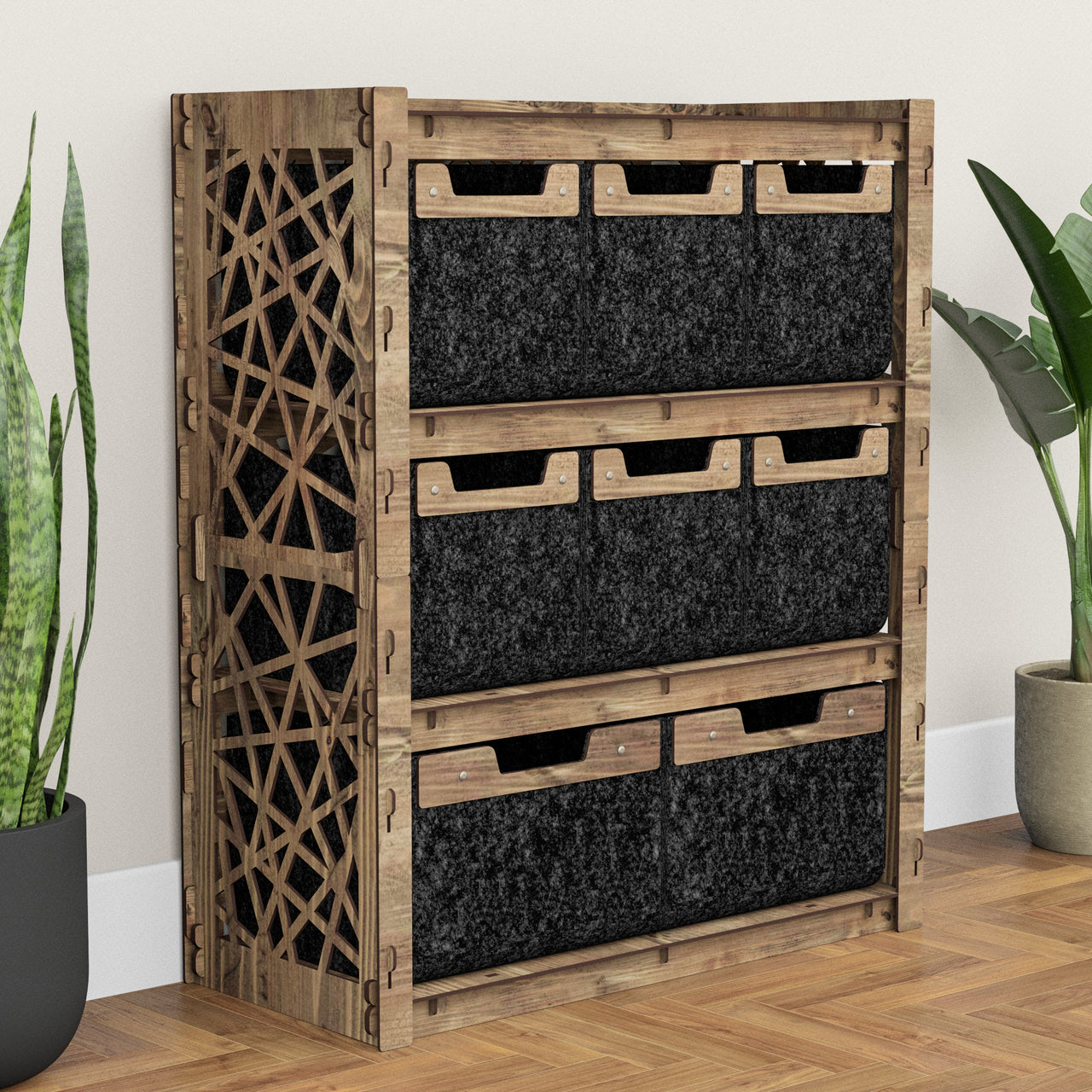 Crystals Dresser 8 Drawers Storage Unit [2L 6S BLACK BINS]