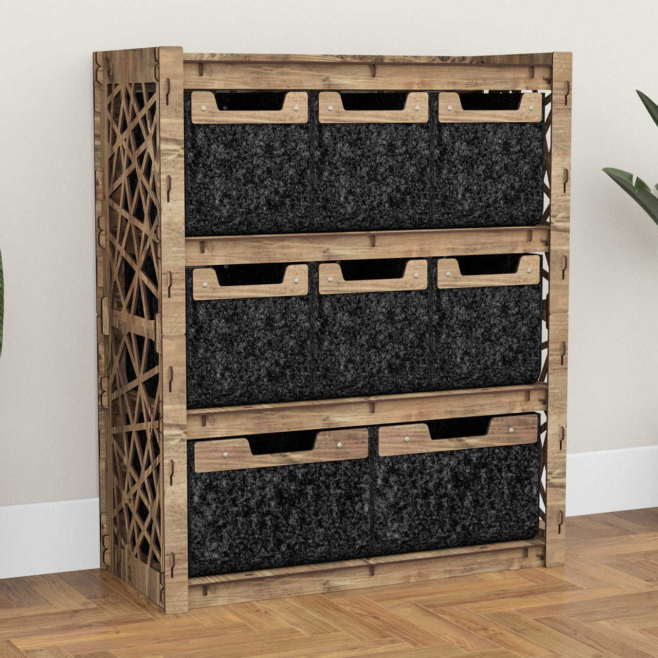 Crystals Dresser 8 Drawers Storage Unit [2L 6S BLACK BINS]