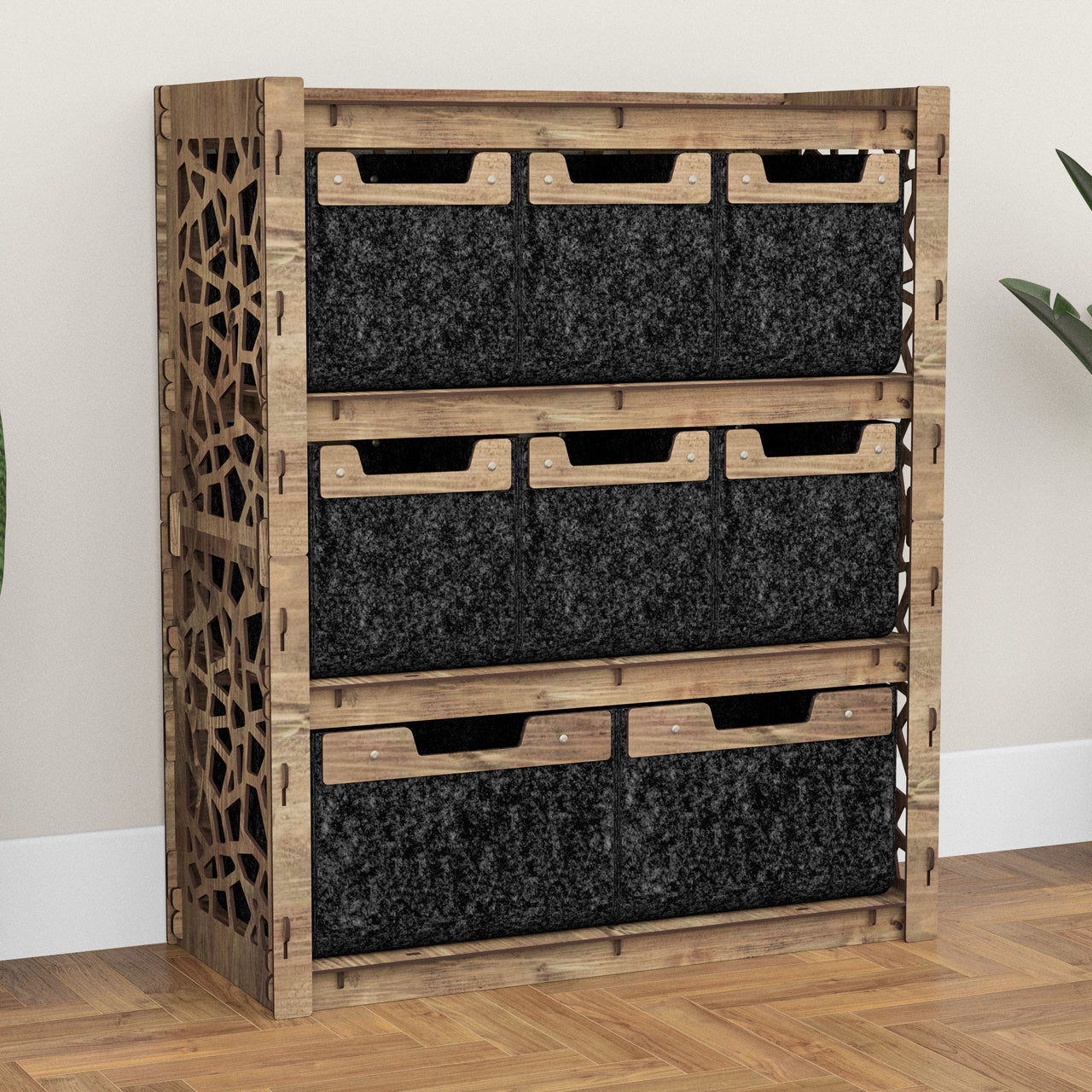 Stones Dresser 8 Drawers Storage Unit [2L 6S BLACK BINS]