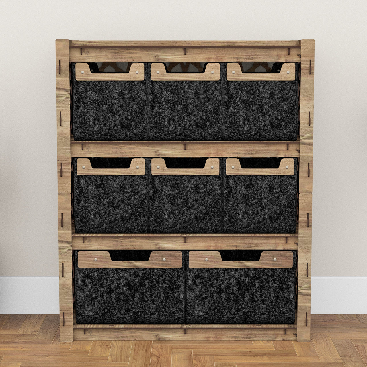 Arabic Dresser 8 Drawers Storage Unit [2L 6S BLACK BINS]