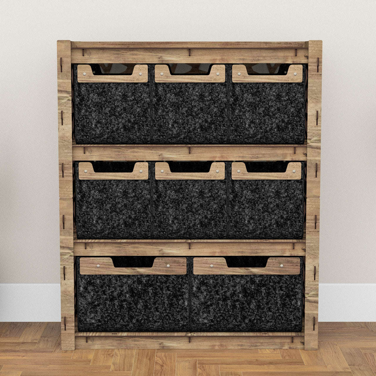 Stones Dresser 8 Drawers Storage Unit [2L 6S BLACK BINS]