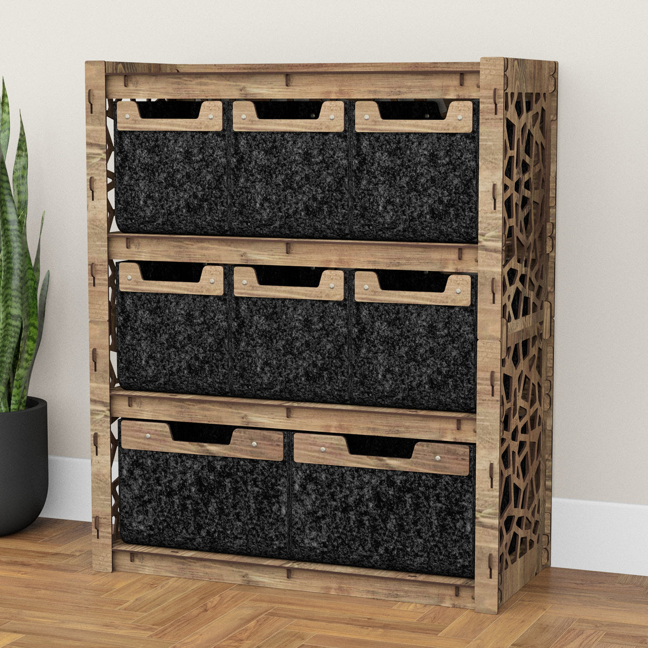 Stones Dresser 8 Drawers Storage Unit [2L 6S BLACK BINS]