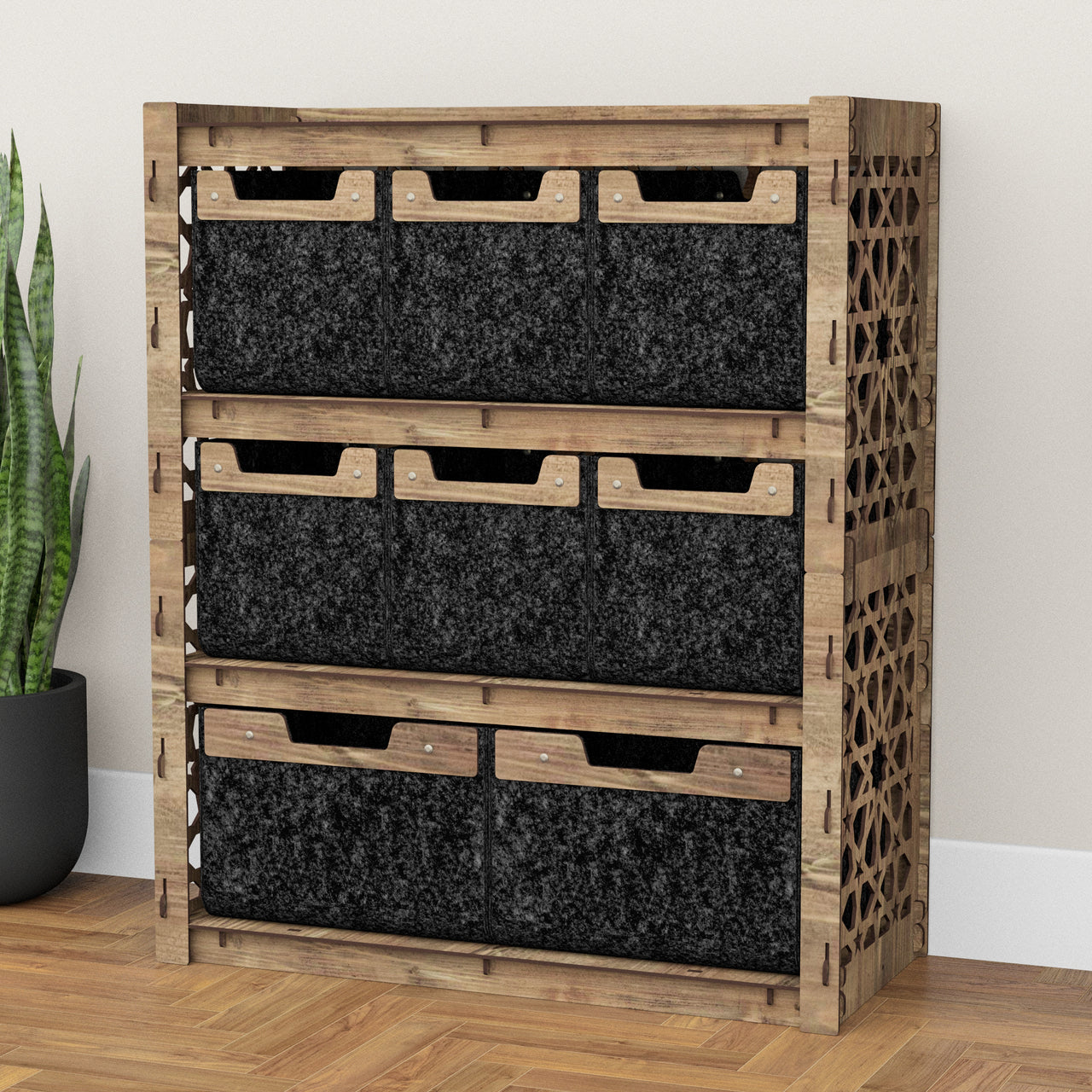 Arabic Dresser 8 Drawers Storage Unit [2L 6S BLACK BINS]