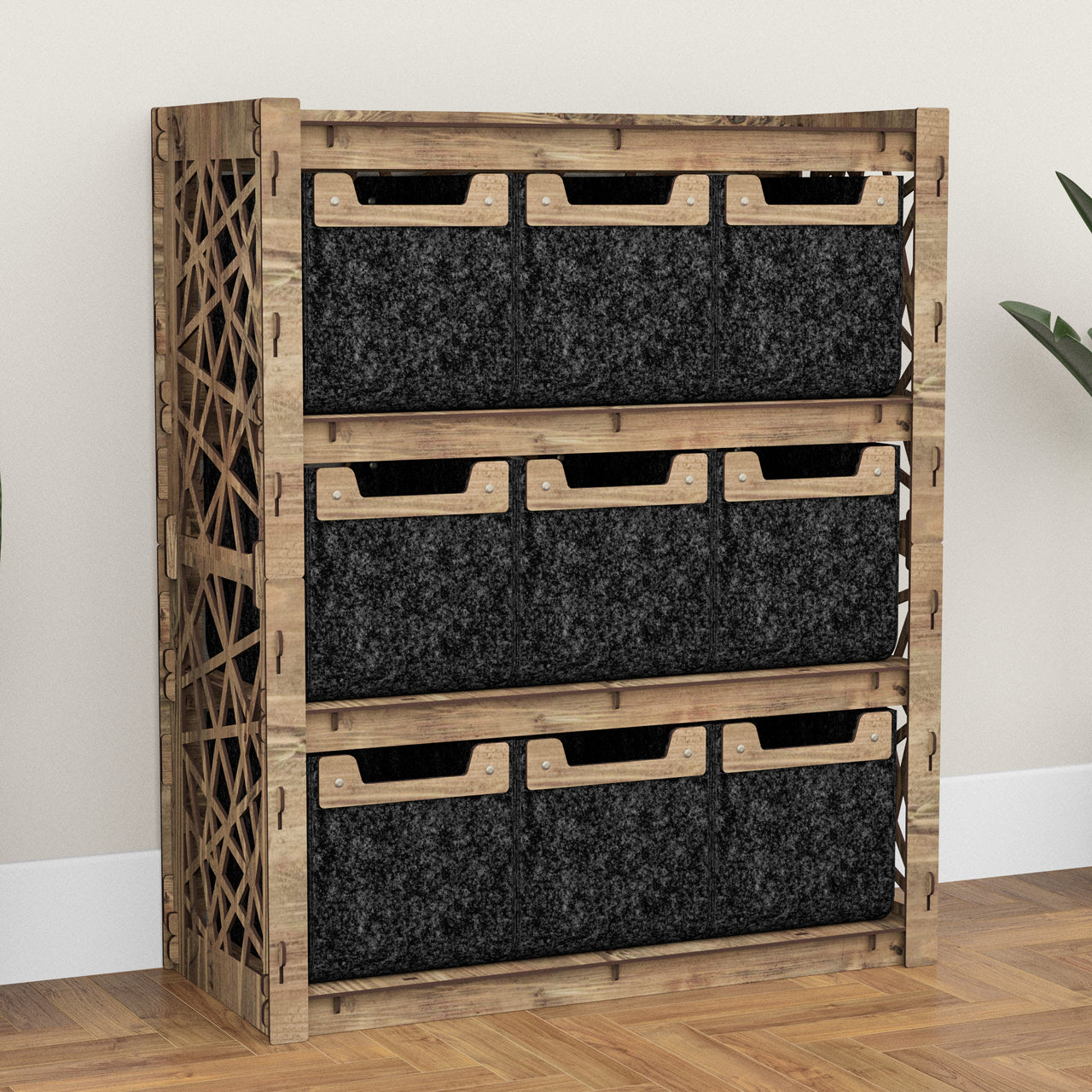 Crystals Dresser 9 Drawers Storage Unit [9 SMALL BLACK BINS]