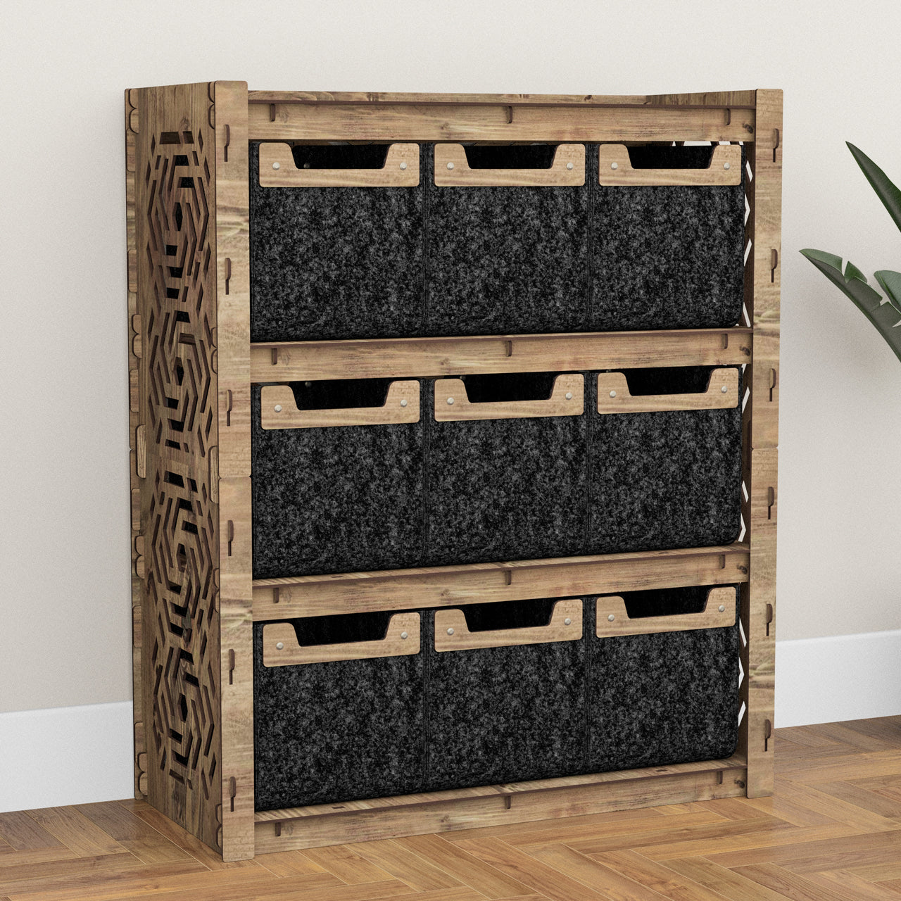 Solar Dresser 9 Drawers Storage Unit [9 SMALL BLACK BINS]